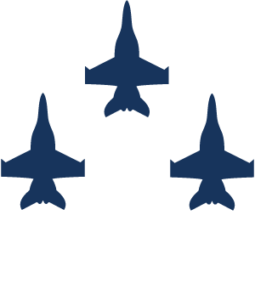 Icon of three blue fighter jets